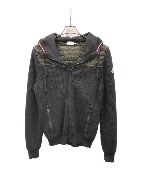 MONCLER（モンクレール）MONCLER (モンクレール) ナイロンフルジップコンビニットジャケット グレー×オリーブ サイズ:Mの古着・服飾アイテム