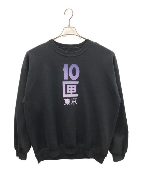 TENBOX（テンボックス）TENBOX (テンボックス) スウェット 東京CREW/フロッキープリント ブラック サイズ:Lの古着・服飾アイテム