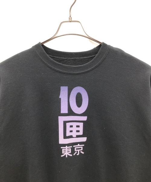 TENBOX（テンボックス）TENBOX (テンボックス) スウェット 東京CREW/フロッキープリント ブラック サイズ:Lの古着・服飾アイテム
