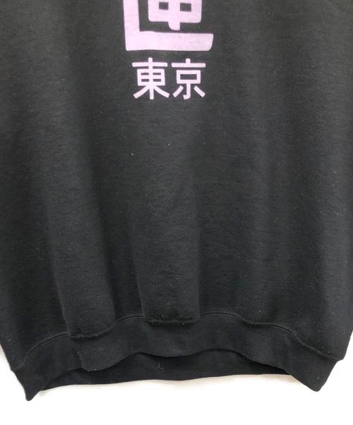 TENBOX（テンボックス）TENBOX (テンボックス) スウェット 東京CREW/フロッキープリント ブラック サイズ:Lの古着・服飾アイテム