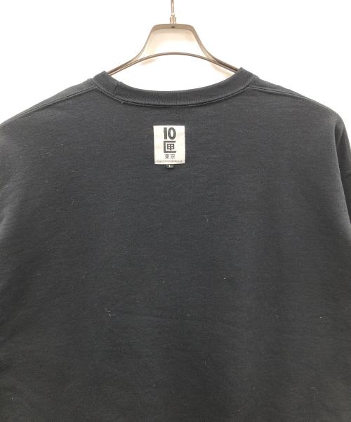 TENBOX（テンボックス）TENBOX (テンボックス) スウェット 東京CREW/フロッキープリント ブラック サイズ:Lの古着・服飾アイテム