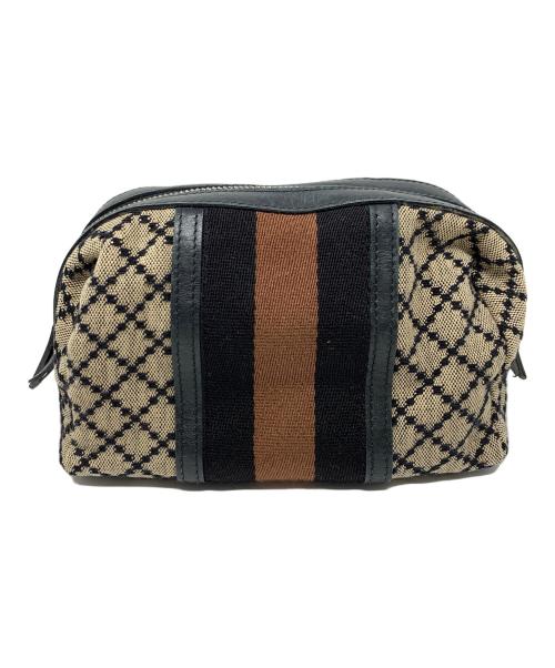 GUCCI（グッチ）GUCCI (グッチ) コスメポーチ ディアマンテ シェリーライン ブラック×ベージュ サイズ:実寸サイズにてご確認ください。の古着・服飾アイテム