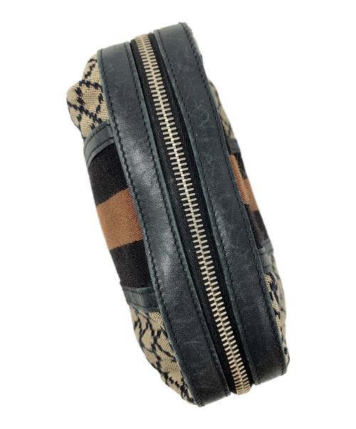 GUCCI（グッチ）GUCCI (グッチ) コスメポーチ ディアマンテ シェリーライン ブラック×ベージュ サイズ:実寸サイズにてご確認ください。の古着・服飾アイテム