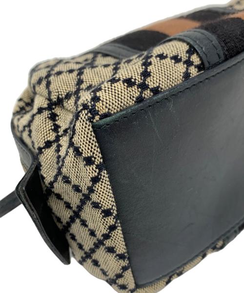 GUCCI（グッチ）GUCCI (グッチ) コスメポーチ ディアマンテ シェリーライン ブラック×ベージュ サイズ:実寸サイズにてご確認ください。の古着・服飾アイテム