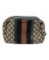 中古・古着 GUCCI (グッチ) コスメポーチ ディアマンテ シェリーライン ブラック×ベージュ サイズ:実寸サイズにてご確認ください。：12000円