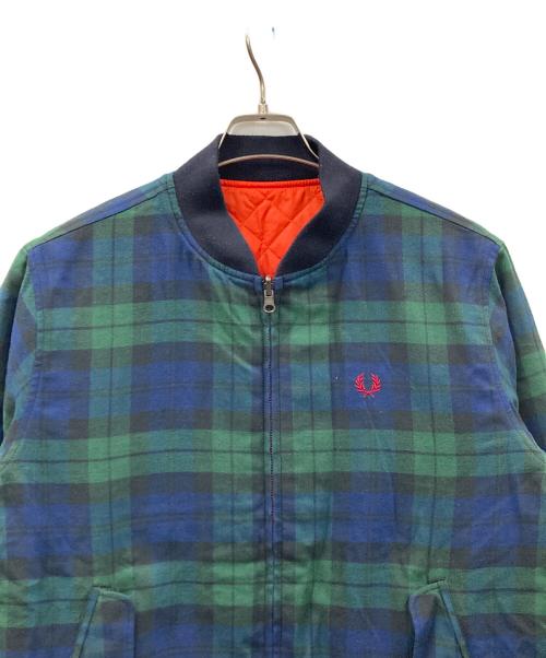 FRED PERRY（フレッドペリー）FRED PERRY (フレッドペリー) 中綿リバーシブルブルゾン ネイビー×グリーン サイズ:Lの古着・服飾アイテム