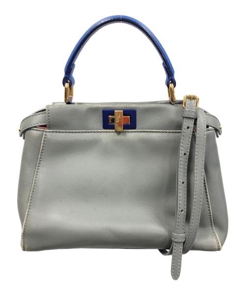 FENDI（フェンディ）FENDI (フェンディ) 2WAYバッグ ハンドバッグ ショルダーバッグ ピーカブーアイコニックスモール グレー サイズ:実寸サイズにてご確認くださいの古着・服飾アイテム