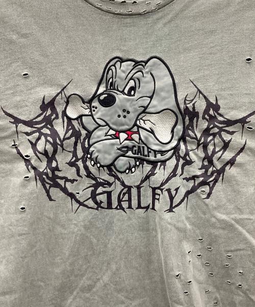 GALFY（ガルフィー）GALFY (ガルフィー) ダメージカットソー 染め染めわんちゃんボロボロンTee グリーン サイズ:中型犬の古着・服飾アイテム