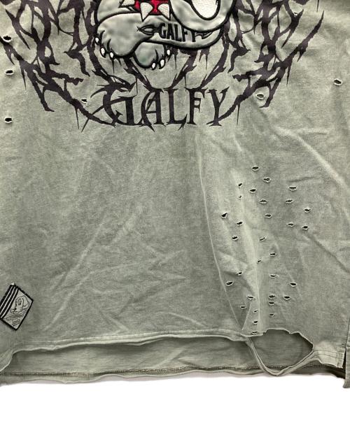 GALFY（ガルフィー）GALFY (ガルフィー) ダメージカットソー 染め染めわんちゃんボロボロンTee グリーン サイズ:中型犬の古着・服飾アイテム