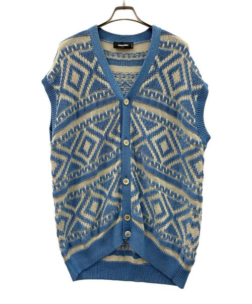 DSQUARED2（ディースクエアード）DSQUARED2 (ディースクエアード) ニットベスト ブルー サイズ:Lの古着・服飾アイテム