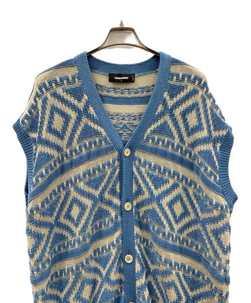 DSQUARED2（ディースクエアード）DSQUARED2 (ディースクエアード) ニットベスト ブルー サイズ:Lの古着・服飾アイテム