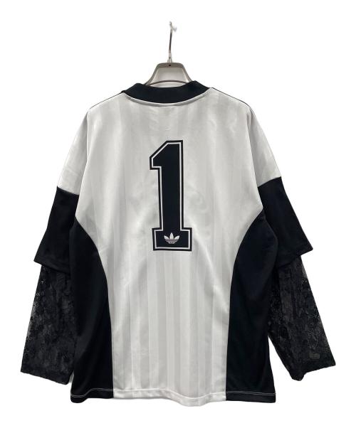adidas（アディダス）adidas (アディダス) ジャージ ロングスリーブ レース ジャージ ホワイト×ブラック サイズ:2XLの古着・服飾アイテム
