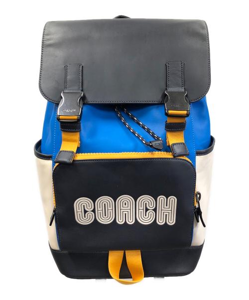 COACH（コーチ）COACH (コーチ) リュック カラーブロック トラック バックパック ブルー×アイボリー サイズ:実寸サイズにてご確認くださいの古着・服飾アイテム