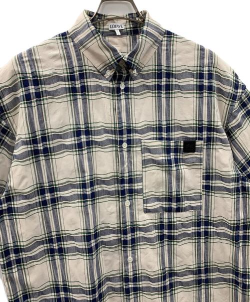 LOEWE（ロエベ）LOEWE (ロエベ) 半袖シャツ アイボリー×ブルー サイズ:37の古着・服飾アイテム