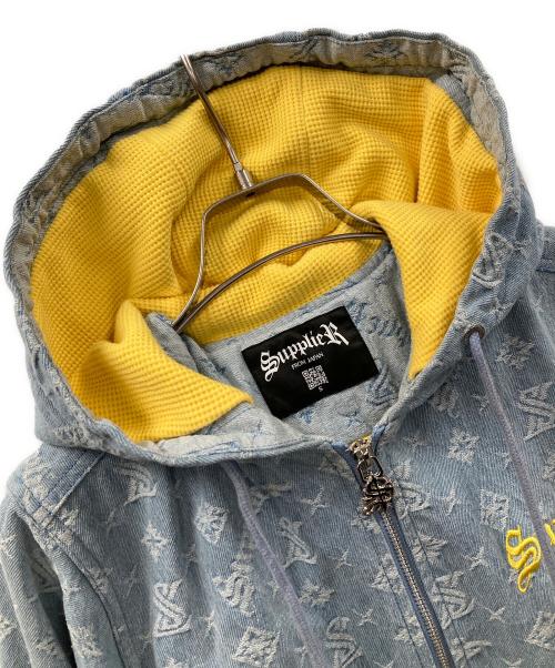 SUPPLIER（サプライヤー）SUPPLIER (サプライヤー) ジップパーカー MONOGRAM DENIM HOODIE（モノグラム デニム フーディ） スカイブルー サイズ:Sの古着・服飾アイテム