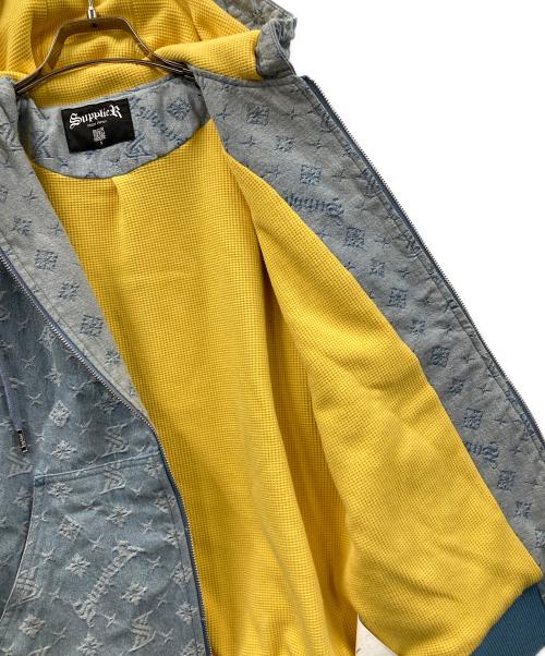SUPPLIER（サプライヤー）SUPPLIER (サプライヤー) ジップパーカー MONOGRAM DENIM HOODIE（モノグラム デニム フーディ） スカイブルー サイズ:Sの古着・服飾アイテム