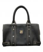 MCMエムシーエム）の古着「ハンドバッグ Black Leather Studdes Frame Bag（ブラック レザー スタッデッド フレーム バッグ）」｜ブラック