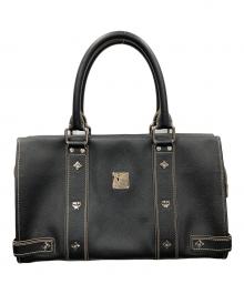 MCM（エムシーエム）の古着「ハンドバッグ Black Leather Studdes Frame Bag（ブラック レザー スタッデッド フレーム バッグ）」｜ブラック