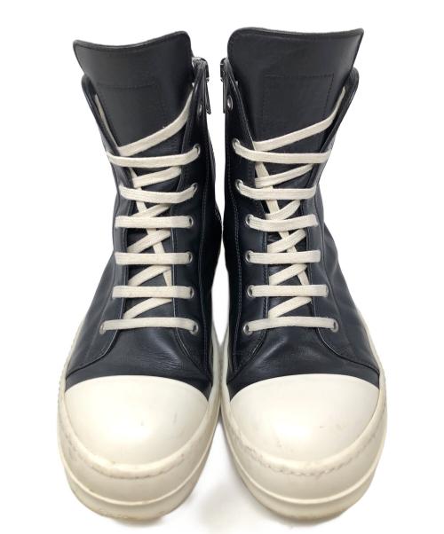 RICK OWENS（リックオウエンス）RICK OWENS (リックオウエンス) カーフレザー ハイカット スニーカー ラモーンズ ブラック サイズ:43の古着・服飾アイテム
