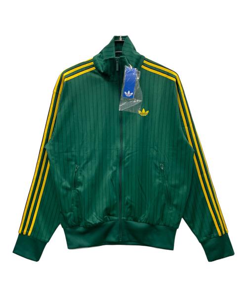 adidas（アディダス）adidas (アディダス) トラックジャケット ファイヤーバード ルーズ ピンストライプ トラックトップ グリーン×イエロー サイズ:M 未使用品の古着・服飾アイテム