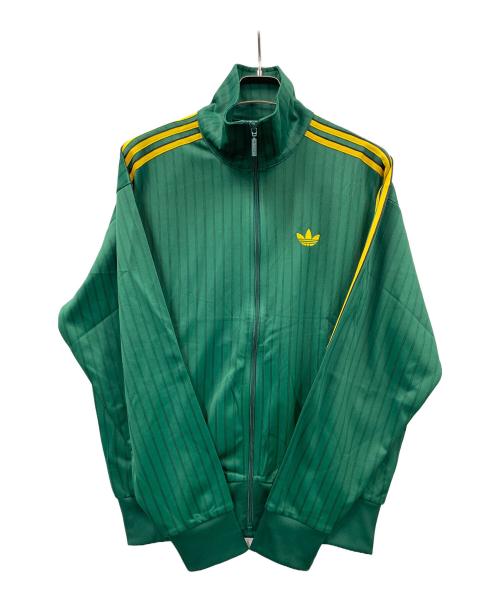 adidas（アディダス）adidas (アディダス) トラックジャケット ファイヤーバード ルーズ ピンストライプ トラックトップ グリーン×イエロー サイズ:M 未使用品の古着・服飾アイテム