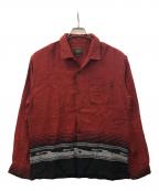 RATSラッツ）の古着「オープンカラーシャツ 23SS NATIVE JAQUARD SHIRT（2023年春夏 ネイティブ ジャガード シャツ）」｜レッド
