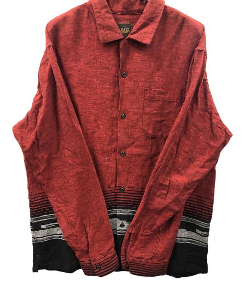 RATS（ラッツ）RATS (ラッツ) オープンカラーシャツ 23SS NATIVE JAQUARD SHIRT（2023年春夏 ネイティブ ジャガード シャツ） レッド サイズ:Lの古着・服飾アイテム