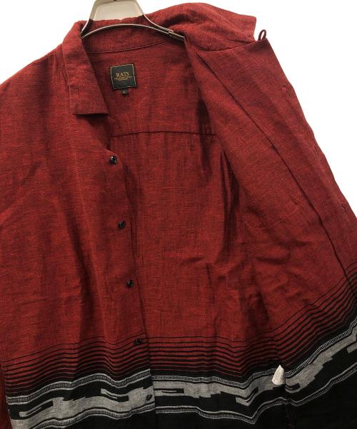 RATS（ラッツ）RATS (ラッツ) オープンカラーシャツ 23SS NATIVE JAQUARD SHIRT（2023年春夏 ネイティブ ジャガード シャツ） レッド サイズ:Lの古着・服飾アイテム