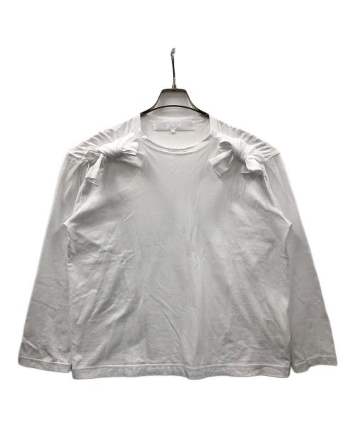 TAO COMME des GARCONS（タオ コムデギャルソン）TAO COMME des GARCONS (タオ コムデギャルソン) 綿天竺 リボンモチーフ長袖カットソー ホワイト サイズ:Lの古着・服飾アイテム