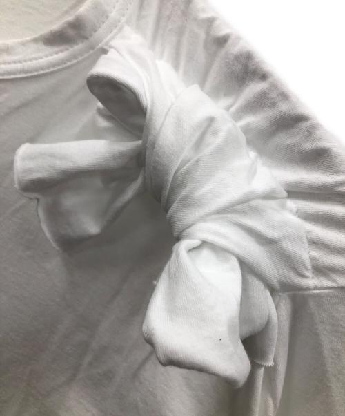 TAO COMME des GARCONS（タオ コムデギャルソン）TAO COMME des GARCONS (タオ コムデギャルソン) 綿天竺 リボンモチーフ長袖カットソー ホワイト サイズ:Lの古着・服飾アイテム