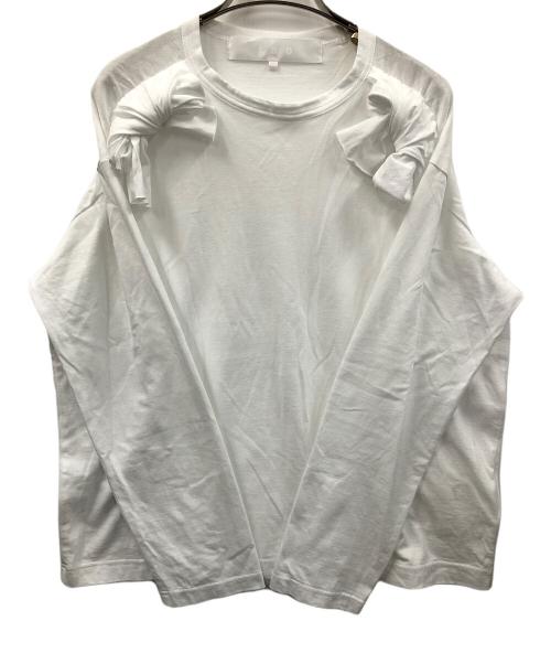 TAO COMME des GARCONS（タオ コムデギャルソン）TAO COMME des GARCONS (タオ コムデギャルソン) 綿天竺 リボンモチーフ長袖カットソー ホワイト サイズ:Lの古着・服飾アイテム