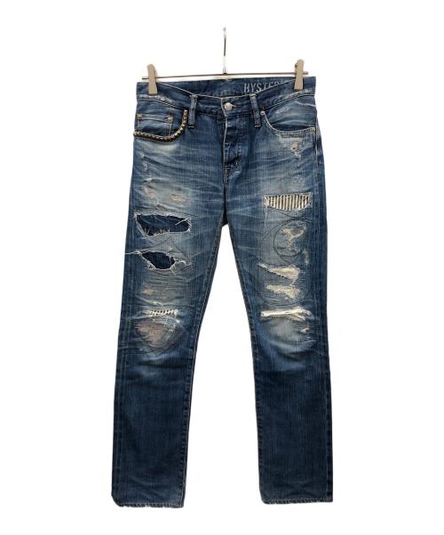 Hysteric Glamour（ヒステリックグラマー）Hysteric Glamour (ヒステリックグラマー) ダメージデニムパンツ インディゴ サイズ:XSの古着・服飾アイテム