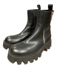 ZARA（ザラ）の古着「ブーツ CHUNKY BOOTS WITH ZIP（チャンキー ブーツ ウィズ ジップ）」｜ブラック