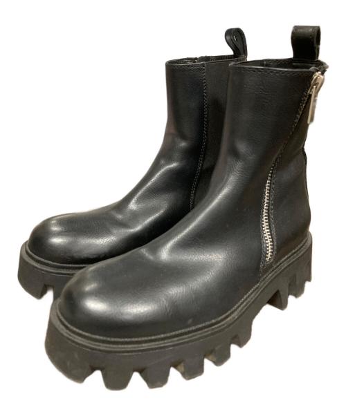 ZARA（ザラ）ZARA (ザラ) ブーツ CHUNKY BOOTS WITH ZIP（チャンキー ブーツ ウィズ ジップ） ブラック サイズ:42の古着・服飾アイテム