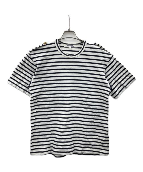 COMME des GARCONS JUNYA WATANABE MAN（コムデギャルソンジュンヤワタナベマン）COMME des GARCONS JUNYA WATANABE MAN (コム デ ギャルソン ジュンヤ ワタナベ マン) エポレット付きTシャツ ホワイト×ブラック サイズ:Lの古着・服飾アイテム