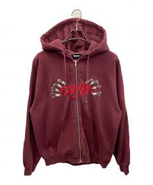 X-LARGE（エクストララージ）の古着「刺繍ジップパーカー CLAW ZIP HOODED SWEATSHIRT（クロウ ジップ フーデッド スウェットシャツ）」｜ワインレッド