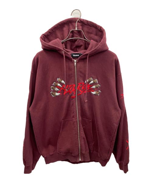 X-LARGE（エクストララージ）X-LARGE (エクストララージ) 刺繍ジップパーカー CLAW ZIP HOODED SWEATSHIRT（クロウ ジップ フーデッド スウェットシャツ） ワインレッド サイズ:Lの古着・服飾アイテム