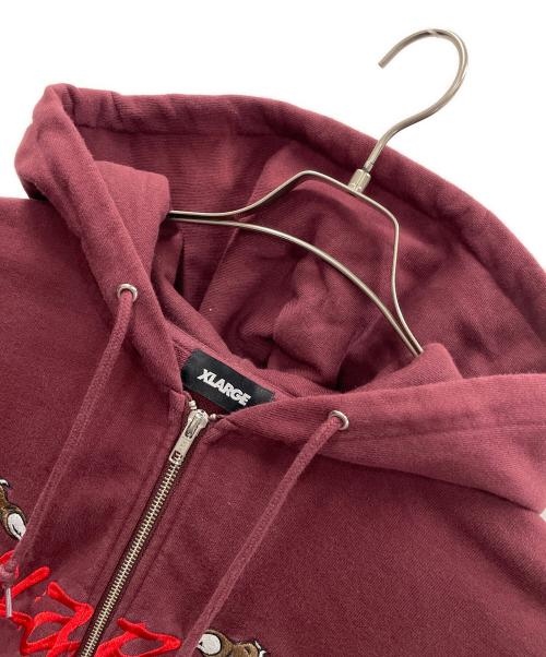 X-LARGE（エクストララージ）X-LARGE (エクストララージ) 刺繍ジップパーカー CLAW ZIP HOODED SWEATSHIRT（クロウ ジップ フーデッド スウェットシャツ） ワインレッド サイズ:Lの古着・服飾アイテム