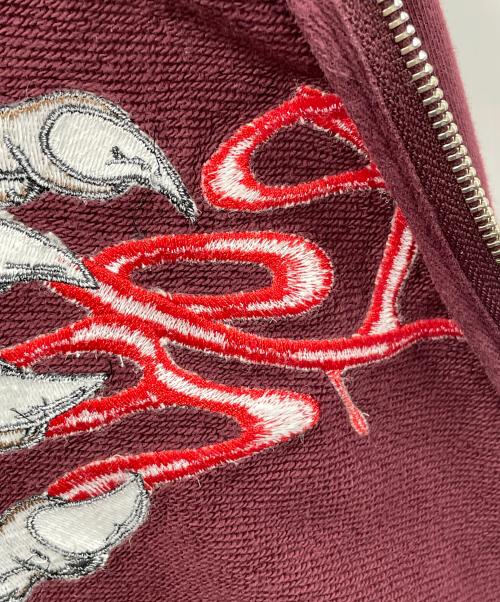 X-LARGE（エクストララージ）X-LARGE (エクストララージ) 刺繍ジップパーカー CLAW ZIP HOODED SWEATSHIRT（クロウ ジップ フーデッド スウェットシャツ） ワインレッド サイズ:Lの古着・服飾アイテム