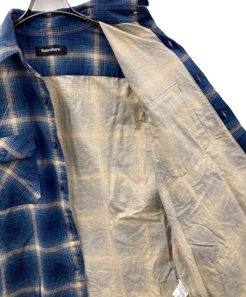 Subculture（サブカルチャー）Subculture (サブカルチャー) ネルシャツ オンブレチェックシャツ ブルー×カーキ サイズ:2の古着・服飾アイテム