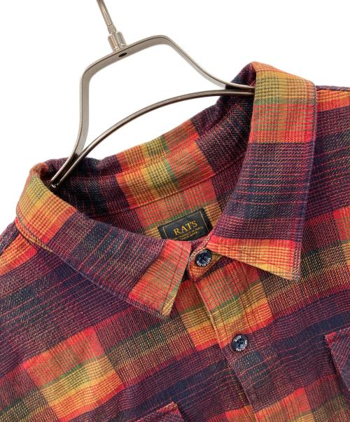 RATS（ラッツ）RATS (ラッツ) 長袖シャツ RATS MULTI COLOR CHECK SHIRT（ラッツ マルチ カラー チェック シャツ） オレンジ×ワインレッド サイズ:XLの古着・服飾アイテム