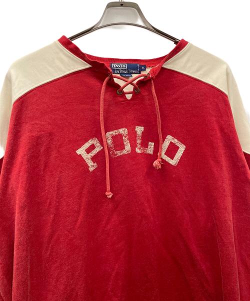 POLO RALPH LAUREN（ポロ・ラルフローレン）POLO RALPH LAUREN (ポロ・ラルフローレン) ロングスリーブカットソー ホッケーシャツ レッド×ホワイト サイズ:XLの古着・服飾アイテム