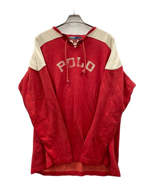 POLO RALPH LAUREN（ポロ・ラルフローレン）POLO RALPH LAUREN (ポロ・ラルフローレン) ロングスリーブカットソー ホッケーシャツ レッド×ホワイト サイズ:XLの古着・服飾アイテム