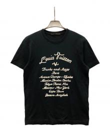 LOUIS VUITTON（ルイ ヴィトン）の古着「フロントロゴ刺繍 エンブロイダリー クルーネック Tシャツ」｜ブラック