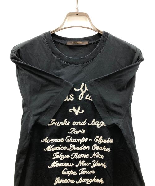 LOUIS VUITTON（ルイ ヴィトン）LOUIS VUITTON (ルイ ヴィトン) フロントロゴ刺繍 エンブロイダリー クルーネック Tシャツ ブラック サイズ:XSの古着・服飾アイテム
