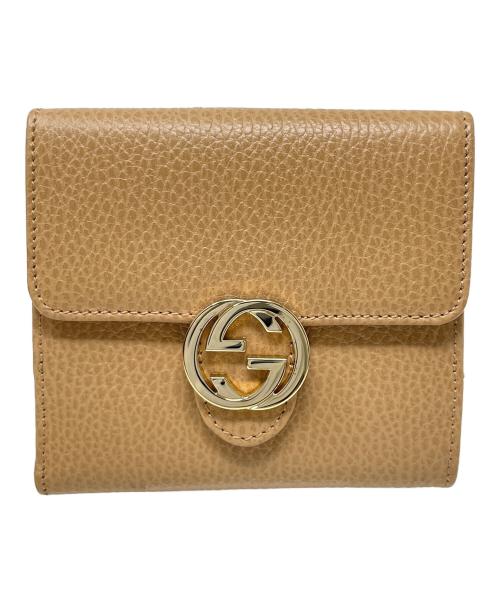 GUCCI（グッチ）GUCCI (グッチ) 2つ折り財布 インターロッキングG ベージュ サイズ:実寸サイズにてご確認ください。の古着・服飾アイテム