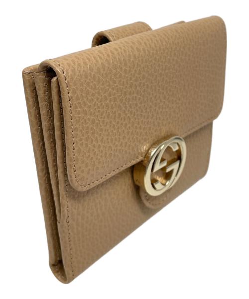 GUCCI（グッチ）GUCCI (グッチ) 2つ折り財布 インターロッキングG ベージュ サイズ:実寸サイズにてご確認ください。の古着・服飾アイテム