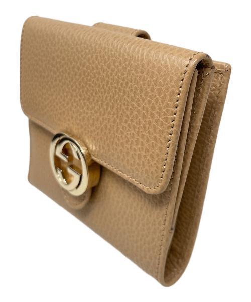 GUCCI（グッチ）GUCCI (グッチ) 2つ折り財布 インターロッキングG ベージュ サイズ:実寸サイズにてご確認ください。の古着・服飾アイテム