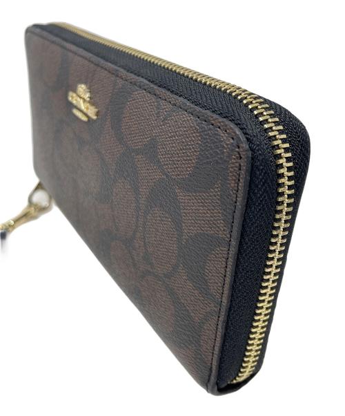 COACH（コーチ）COACH (コーチ) 長財布 ロング ジップ アラウンド ウォレット シグネチャー キャンバス ブラウン サイズ:実寸サイズにてご確認ください。の古着・服飾アイテム