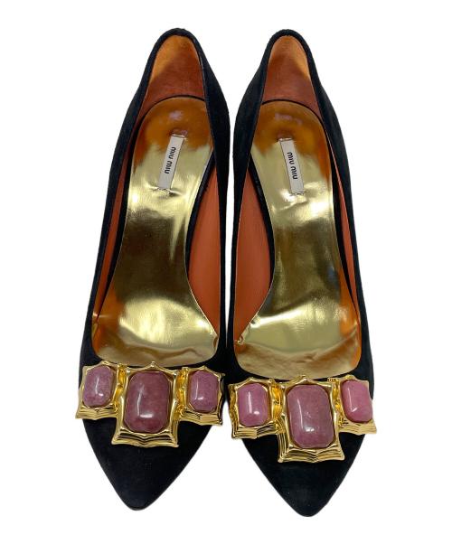 MIU MIU（ミュウミュウ）MIU MIU (ミュウミュウ) ヒールパンプス ブラック サイズ:36 1/2の古着・服飾アイテム